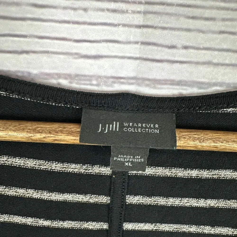 J Jill Shirt Womens XL Black Gray Wearever Stretch Slinky Tunic Casual‎